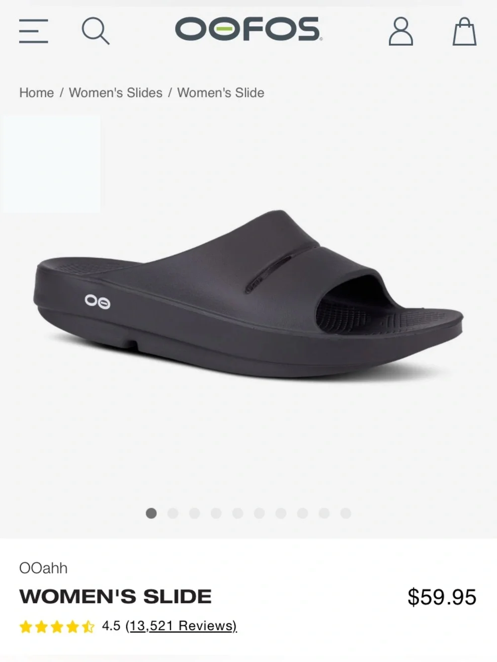 FITS 8 runs big OOFOS Women's Slide Sandal in black - Picture 1 of 5